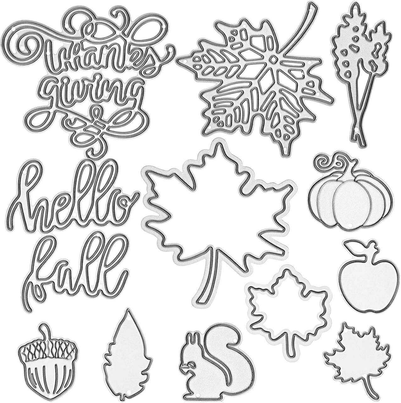 12 Pieces Thanksgiving Metal Cutting Dies Maple Leaf Metal Die Cuts